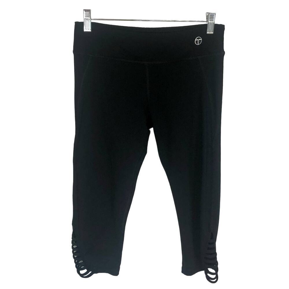 Trina Turk Recreation Size Small Black Activewear Capri Leggings Cut-Out Detail